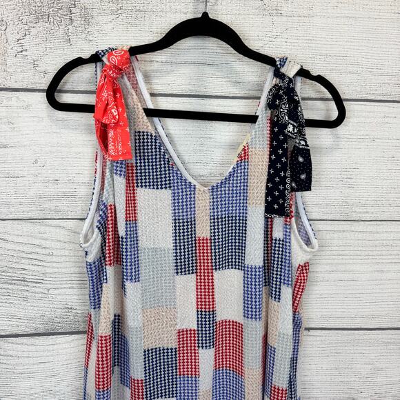 Haptics Plus Size Blue Red White Knit USA Sleeveless Top Size 3X - Picture 2 of 7